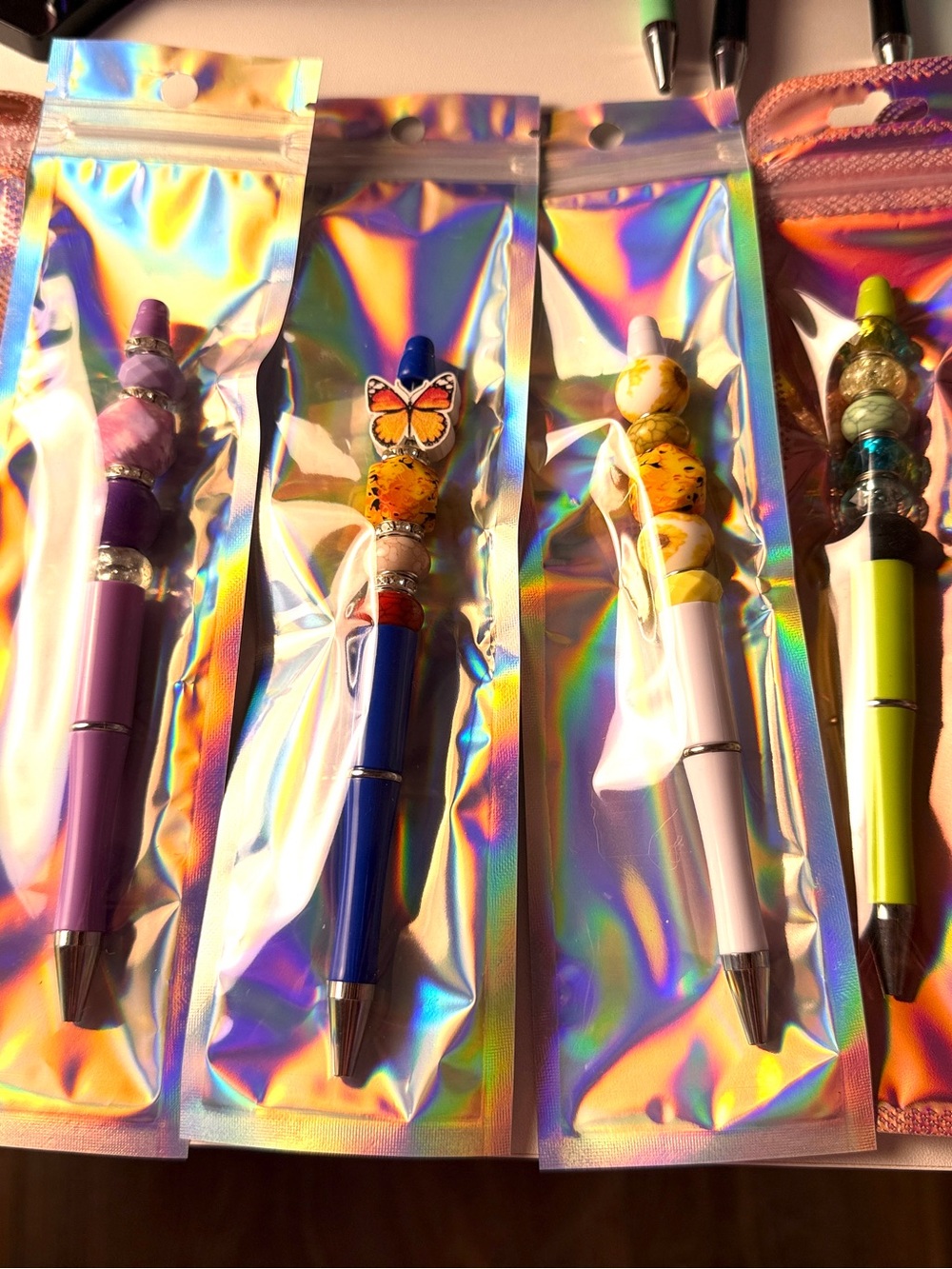 CHRISTIAN CUSTOM CROSS Beaded Pens - Pink, Aqua, Black,Purple $6 ea. - Picture 9 of 13